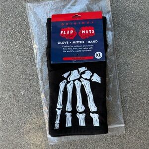 FlipMits Original Black Skeleton Flip Mitts - XL